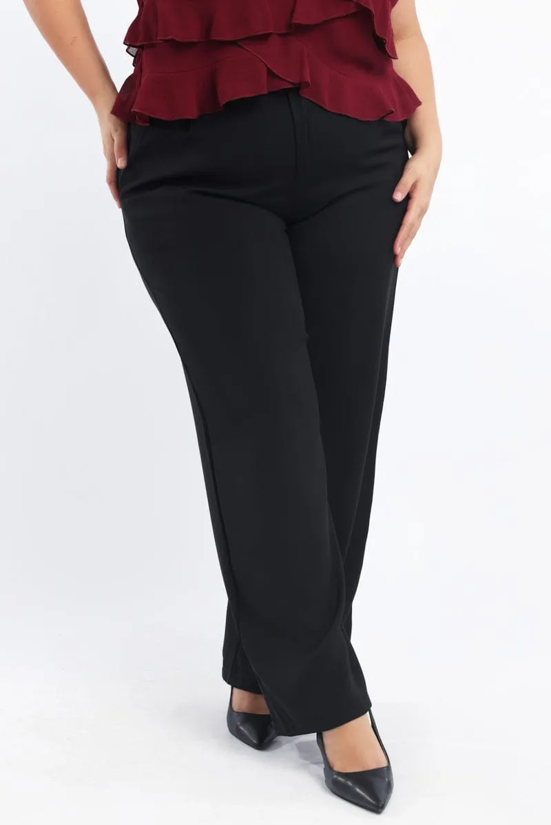 Quick Release Closure No Fuss Black High Rise Wide Leg Tailored Pants