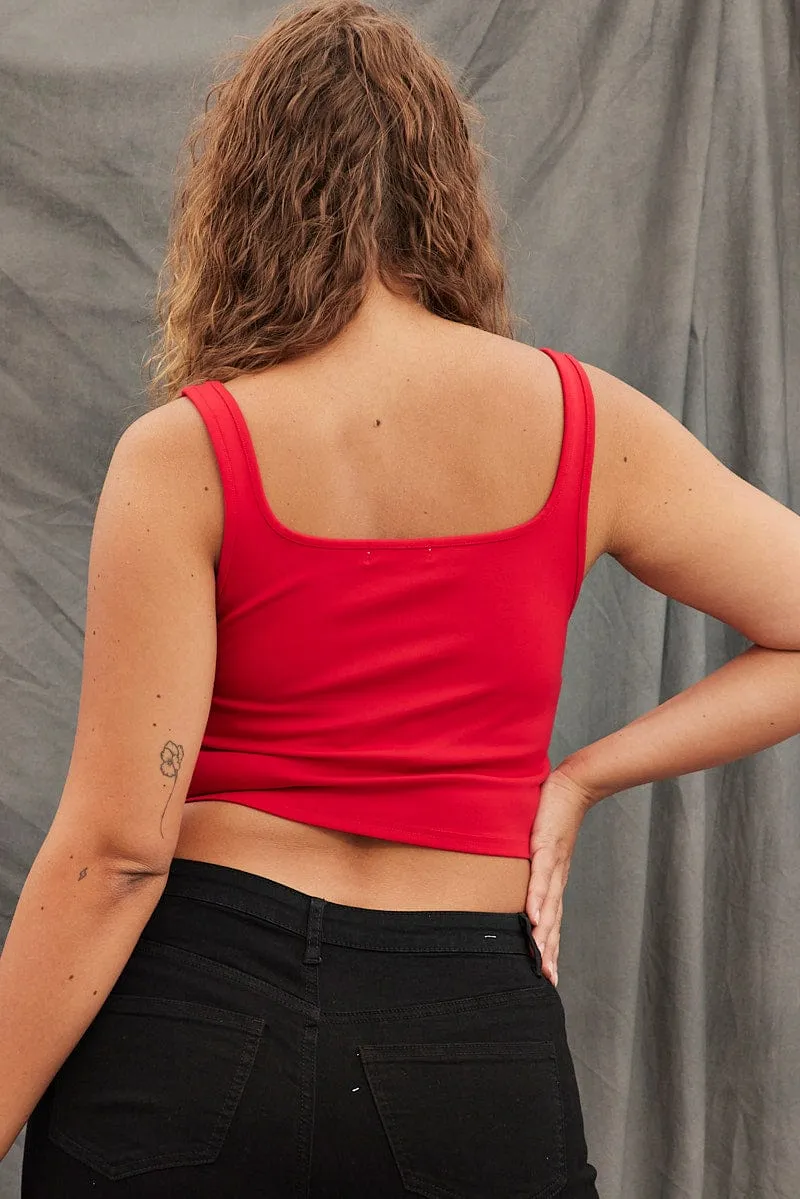 OdorResistantClothing Red Corset Top Ponte Sleeveless