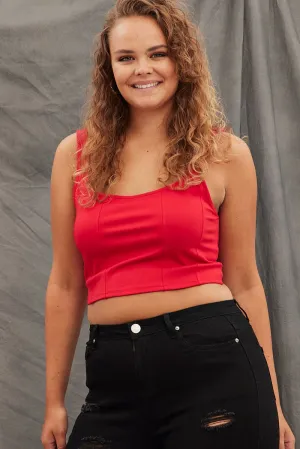 Red Corset Top Ponte Sleeveless Graceful Design