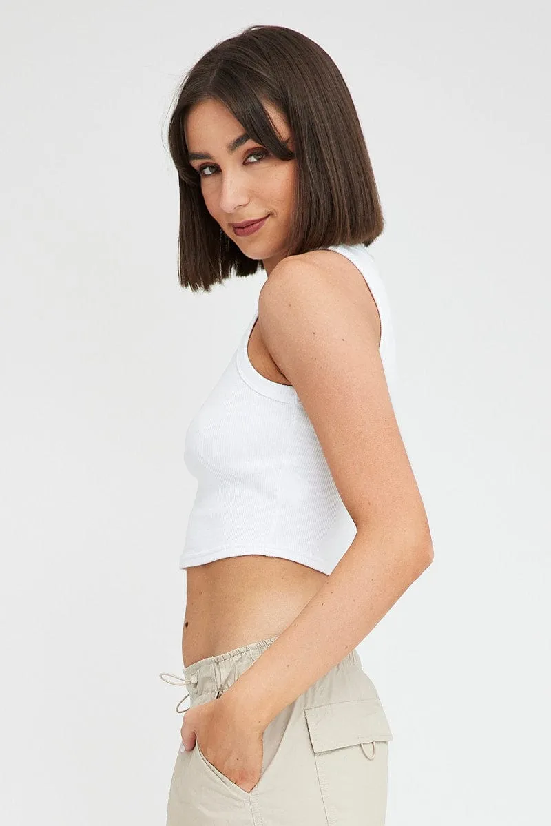 Match Fit White Tank Top Sleeveless Crew Neck