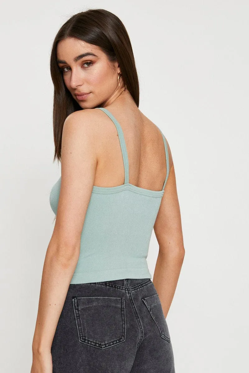 Airflow Mesh Panels Shimmer Core Green Singlet Top Sleeveless Seamless