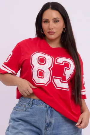 Versatile Layer Red Graphic T Shirt Short Sleeve
