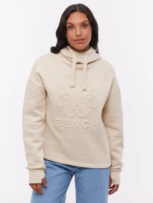 Downtown Cool french chic Elaina Deboss Hoodie - White