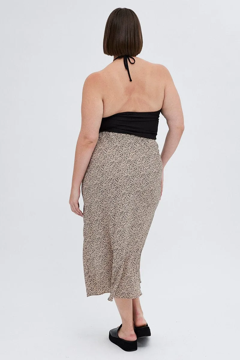 Modest Wear Geo Midi Skirt Elastic Waist Slit
