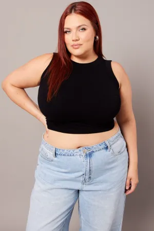 Black Tank Top Crew Neck Seamless StaticFree Material