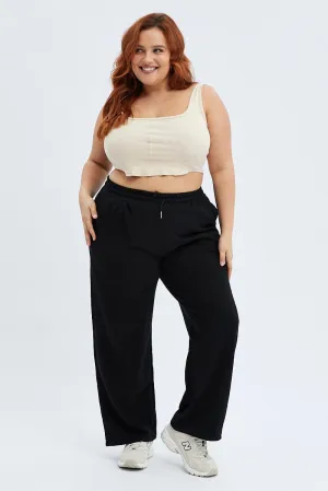 Black Wide Leg Jogger Pants On The Go Low Profile Fasteners