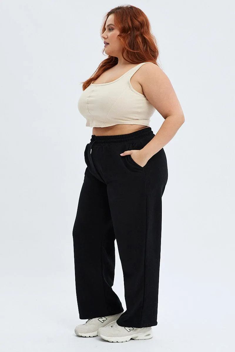 Timeless Comfort Black Wide Leg Jogger Pants