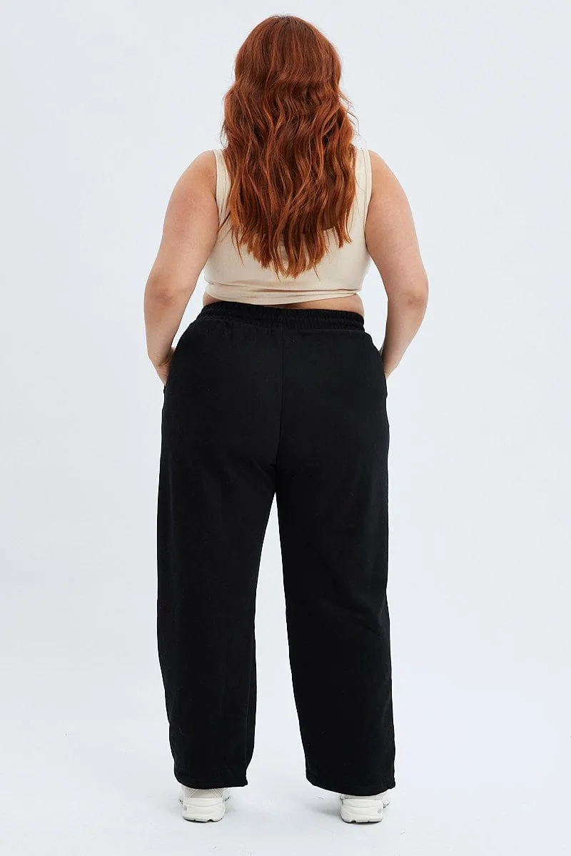 Black Wide Leg Jogger Pants Cozy Design