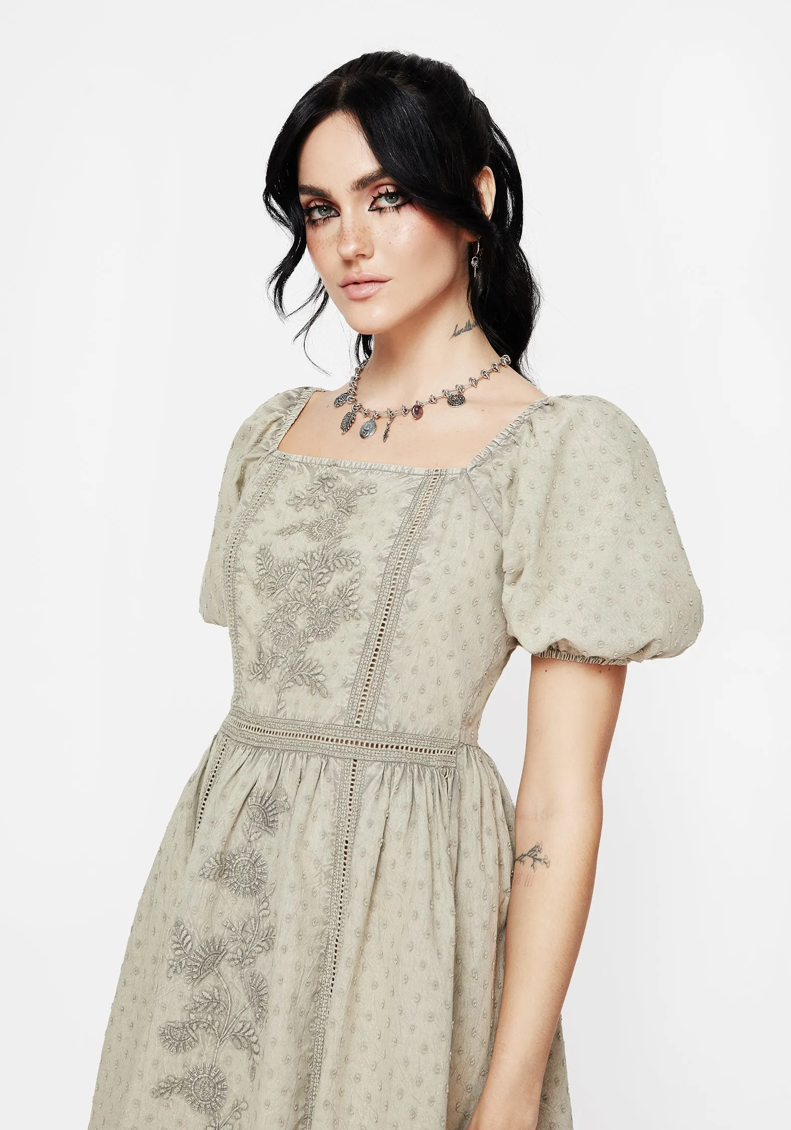 Urban Heat Caustic Cotton Frill Mini Dress