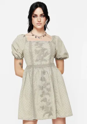Caustic Cotton Frill Mini Dress Full Circle Skirt Pattern Bold print mini dress