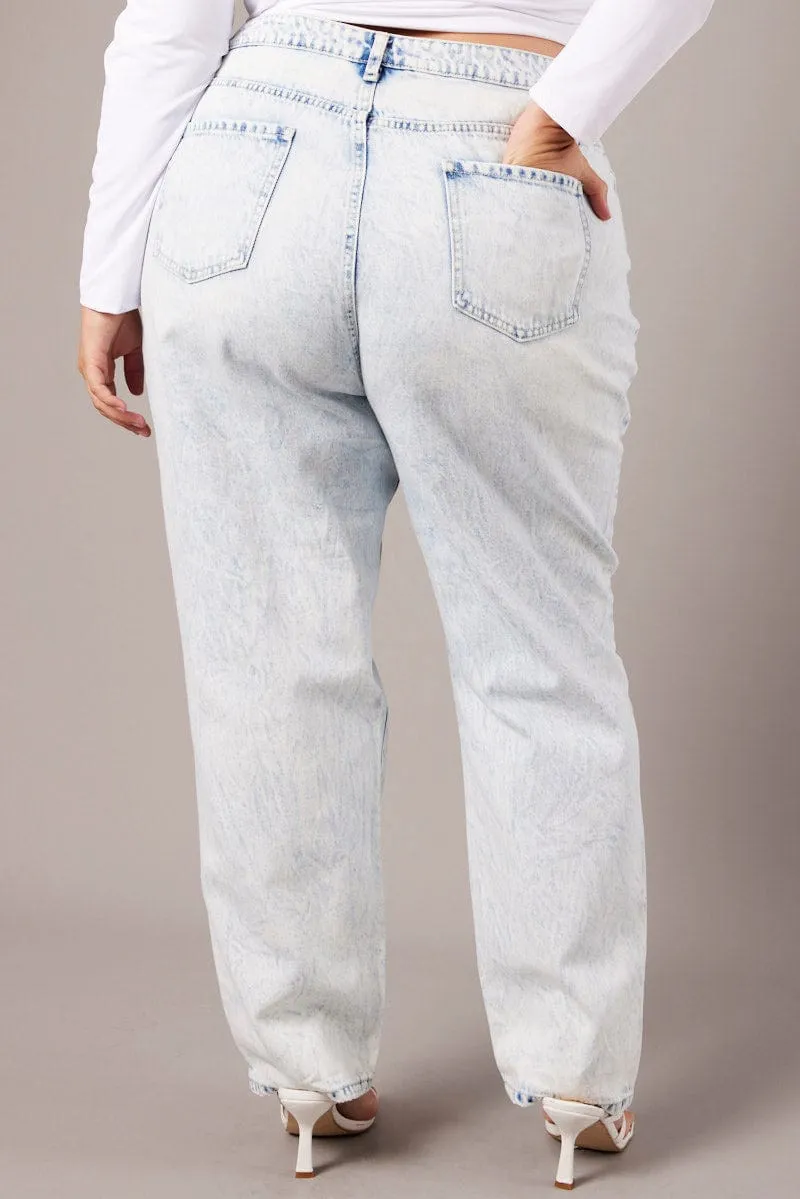 Denim Mom Jeans High Rise Ripped Loose Outdoor Adventure Work Meeting