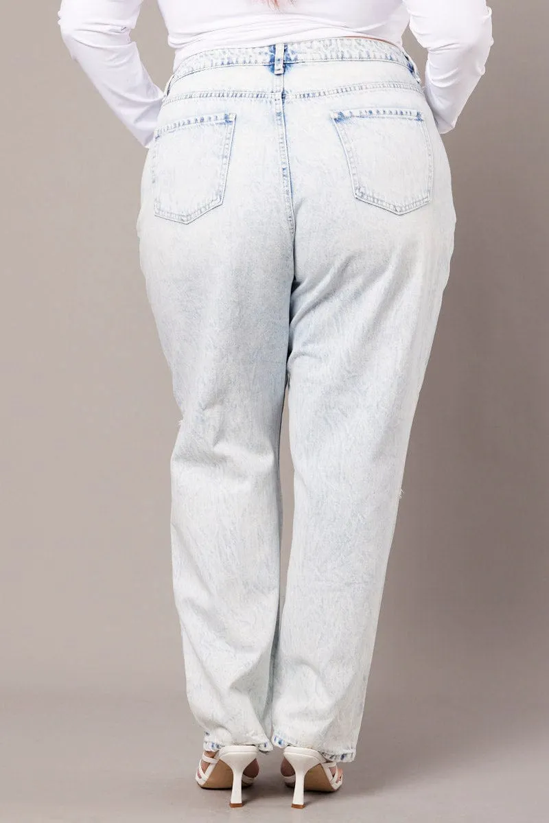 Spring Mood Elegant City Walk Fit And Easy Denim Mom Jeans High Rise Ripped