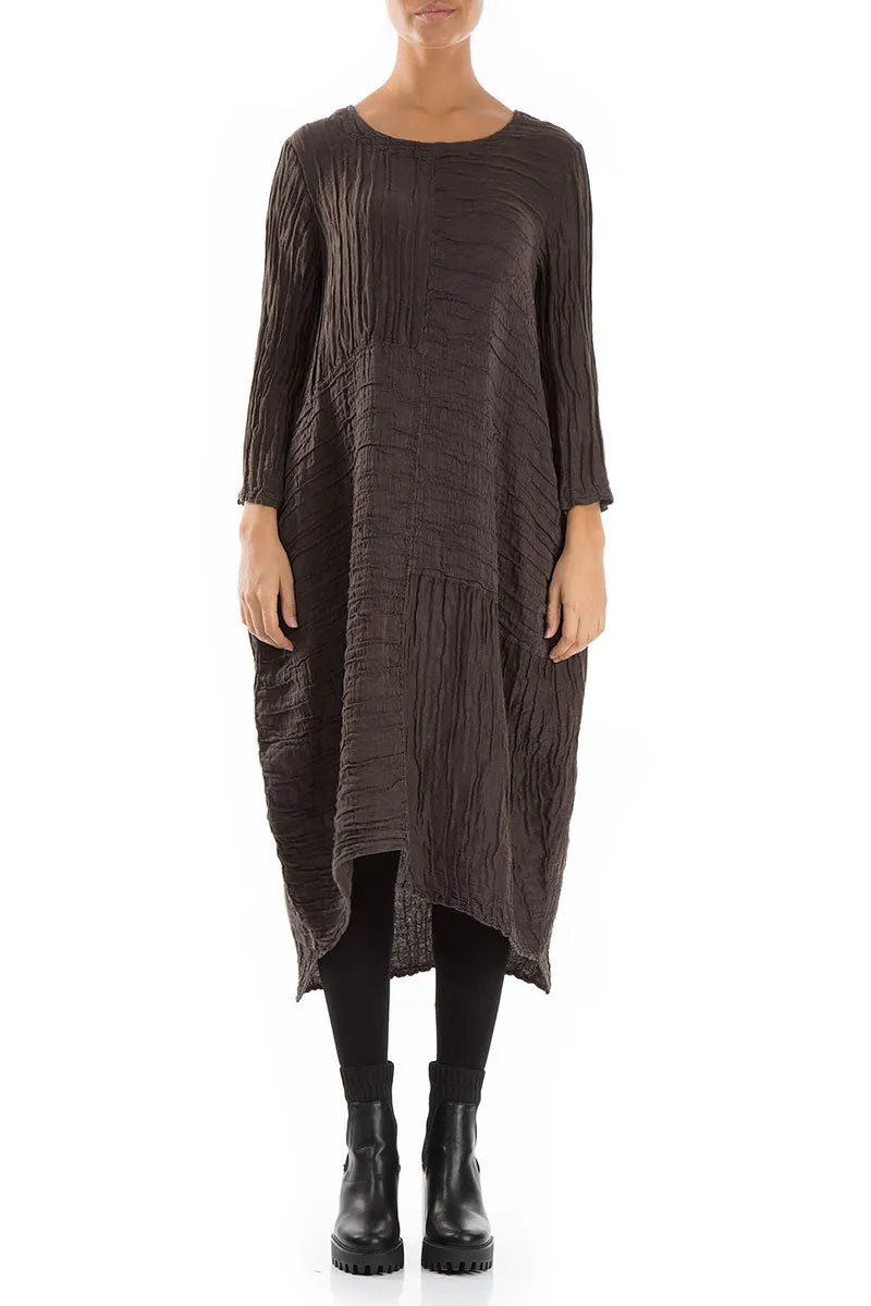 Asymmetrical Crinkled Ash Silk Linen Dress ShrinkResistant Fearless Mode