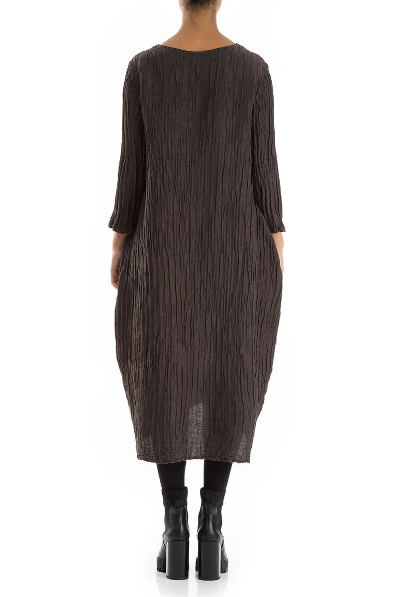 OdorResistant Material Asymmetrical Crinkled Ash Silk Linen Dress