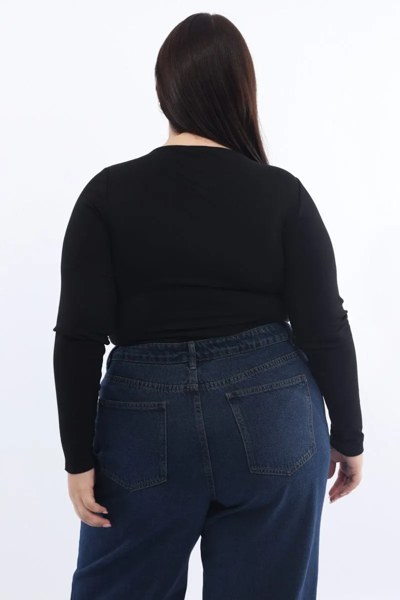 Black Bodysuit Long Sleeve Button Down MultiPurposePockets