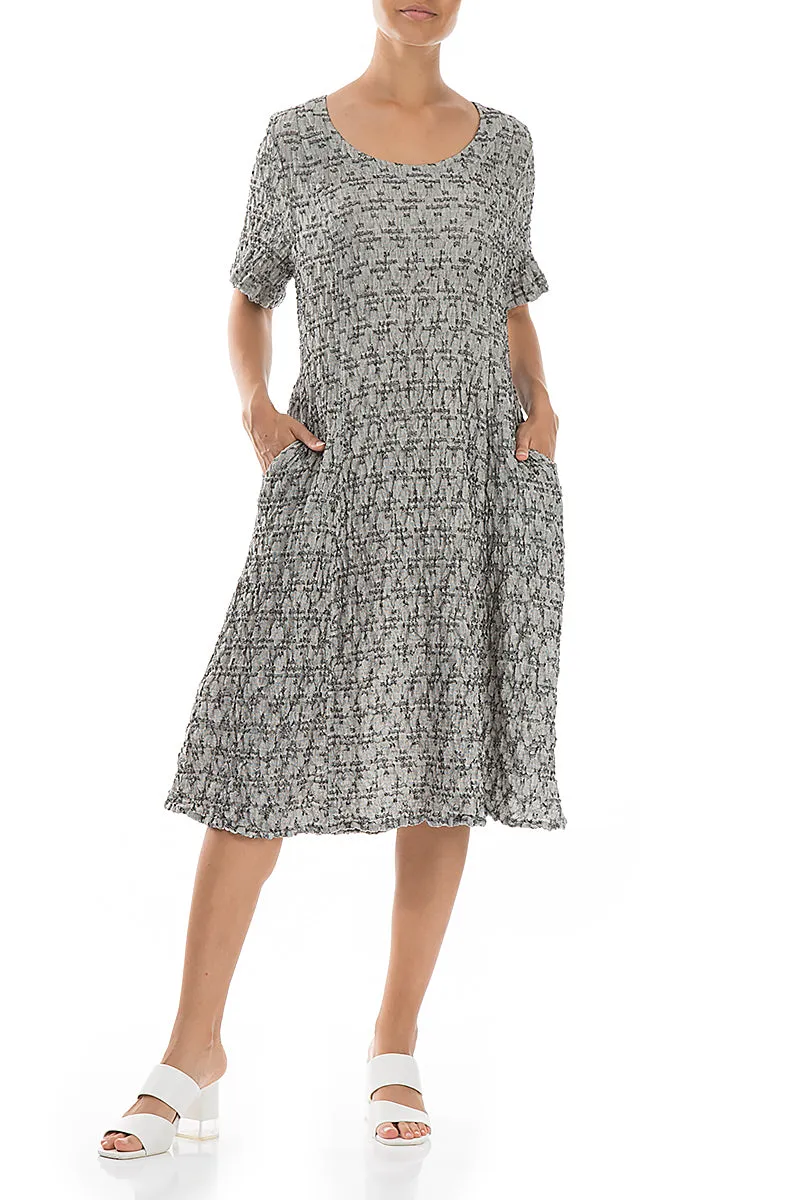 Smooth Line Trendy sneakers Geometric Texture Grey Linen Dress