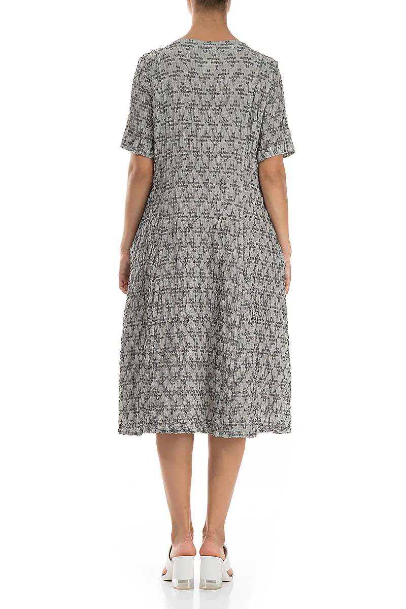 Club Mode Muse Edge Geometric Texture Grey Linen Dress