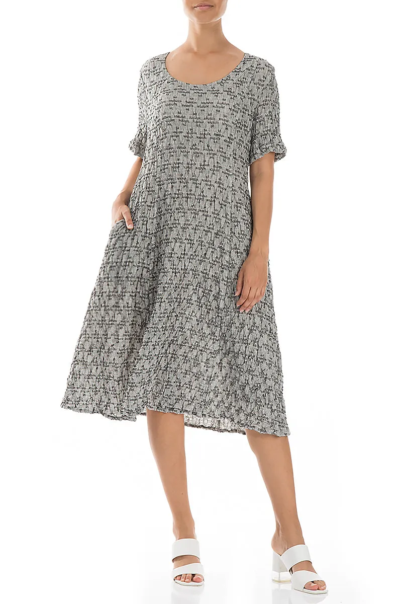 Geometric Texture Grey Linen Dress Active Wear