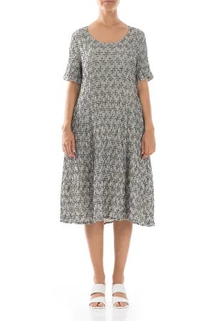 Organza Fit Geometric Texture Grey Linen Dress