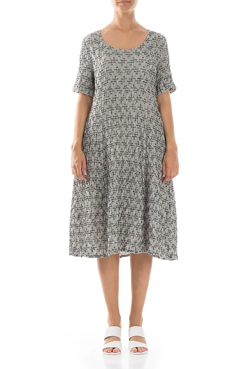 Organza Fit Geometric Texture Grey Linen Dress