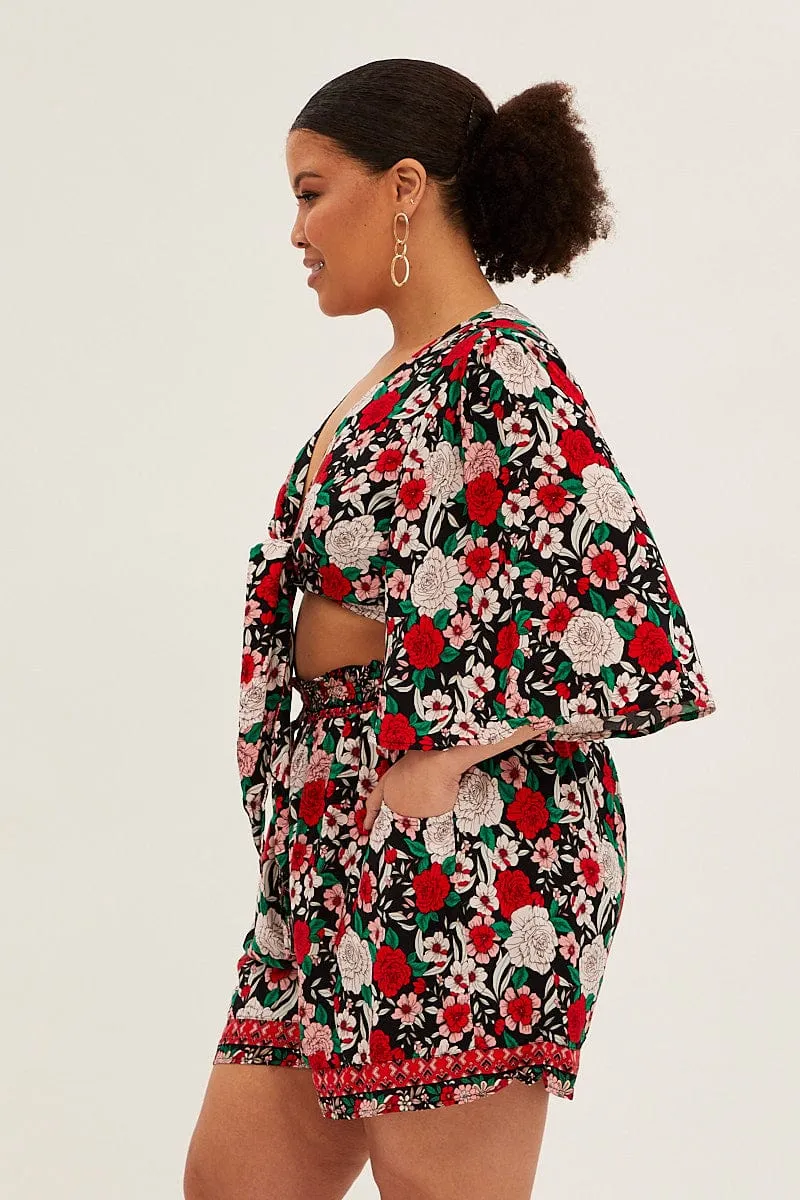 Multi Boho Elastic Waist Shorts Open Glow Timeless Blazer