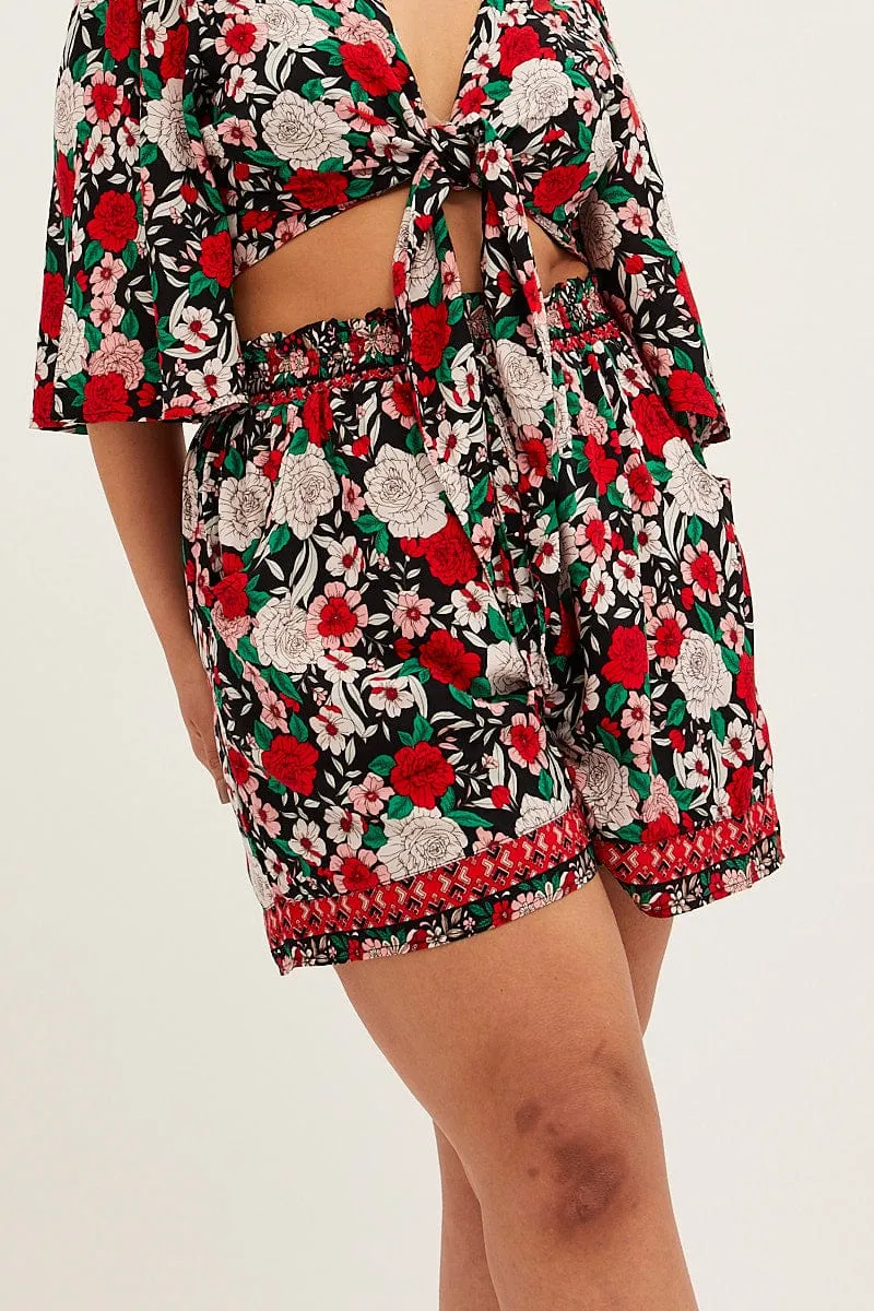 Versatile Design Repair Fit Multi Boho Elastic Waist Shorts