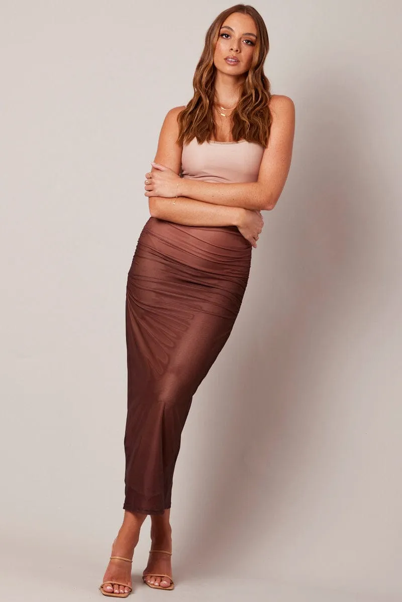Brown Bodycon Dress Ombre Singlet Maxi Japan Neat Laid-Back Outfit