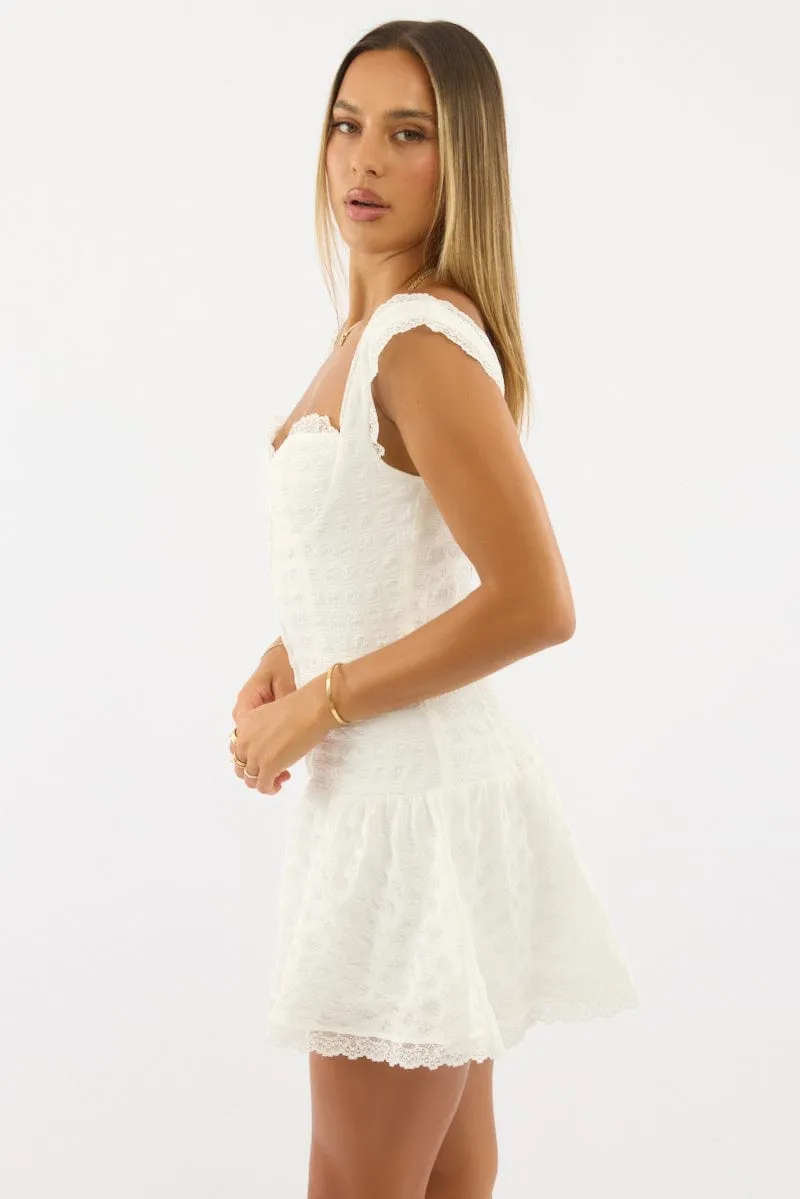 White Mini Dress Drop Waist Glow Queen