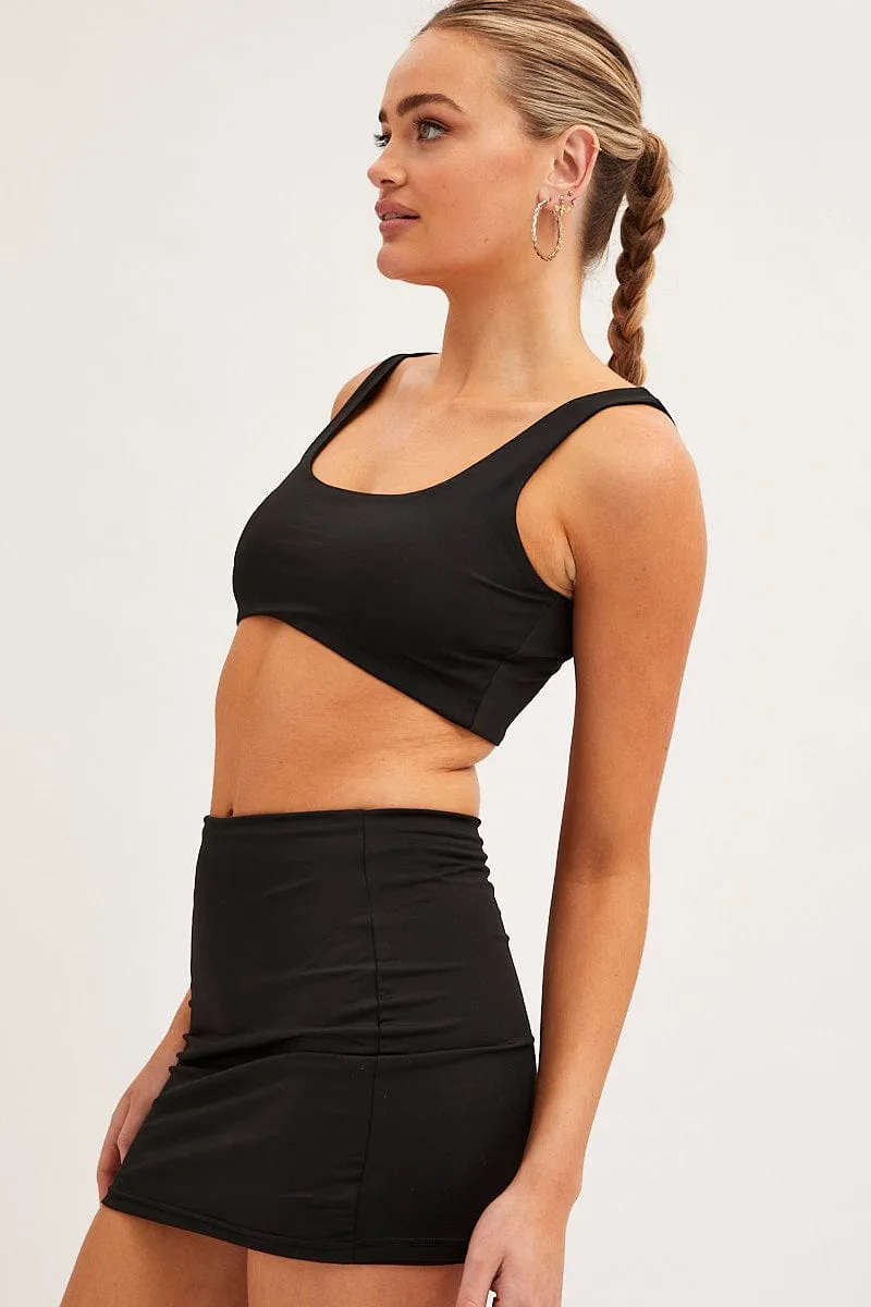 Light Motion Black Mini Skirt Bodycon Double Layered