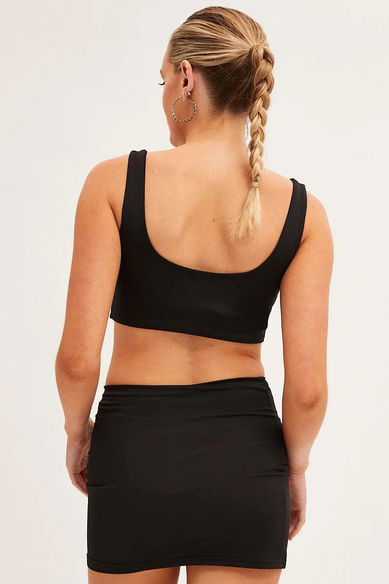 Modern Design Tea length Black Mini Skirt Bodycon Double Layered