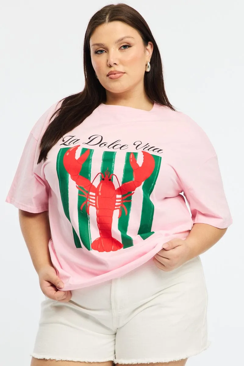 Modern Twist Simple and Comfortable Pink La Dolce Vita Tee Short Sleeve