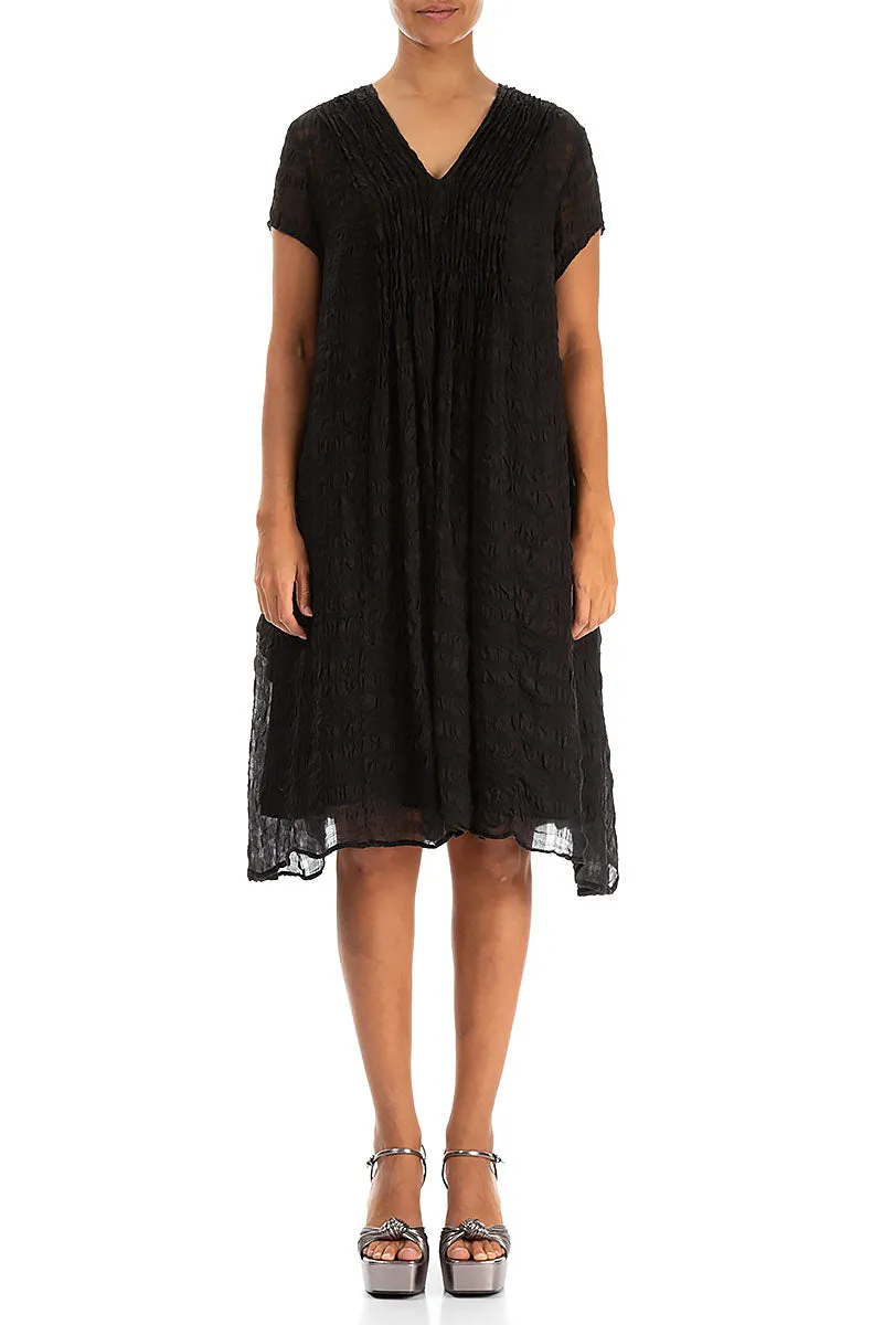 Stylish Look Light Ease Romantic Black Light Silk Midi Dress