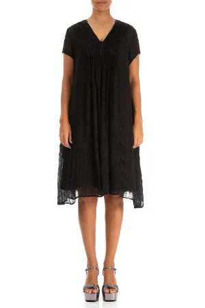 Stylish Look Light Ease Romantic Black Light Silk Midi Dress