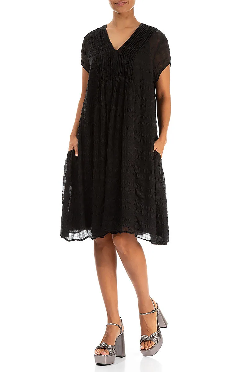 Romantic Black Light Silk Midi Dress Smart Glow Earth Glow