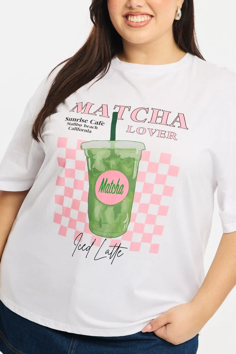 Comfortable And Trendy White Matcha Tee Short Sleeve