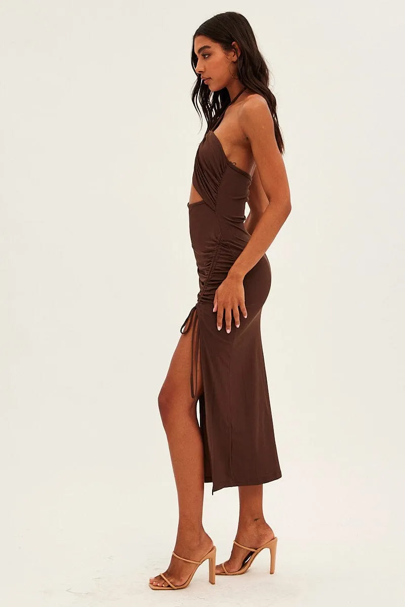 Brown Cut Out Bodycon Party Dress Ethical Mode