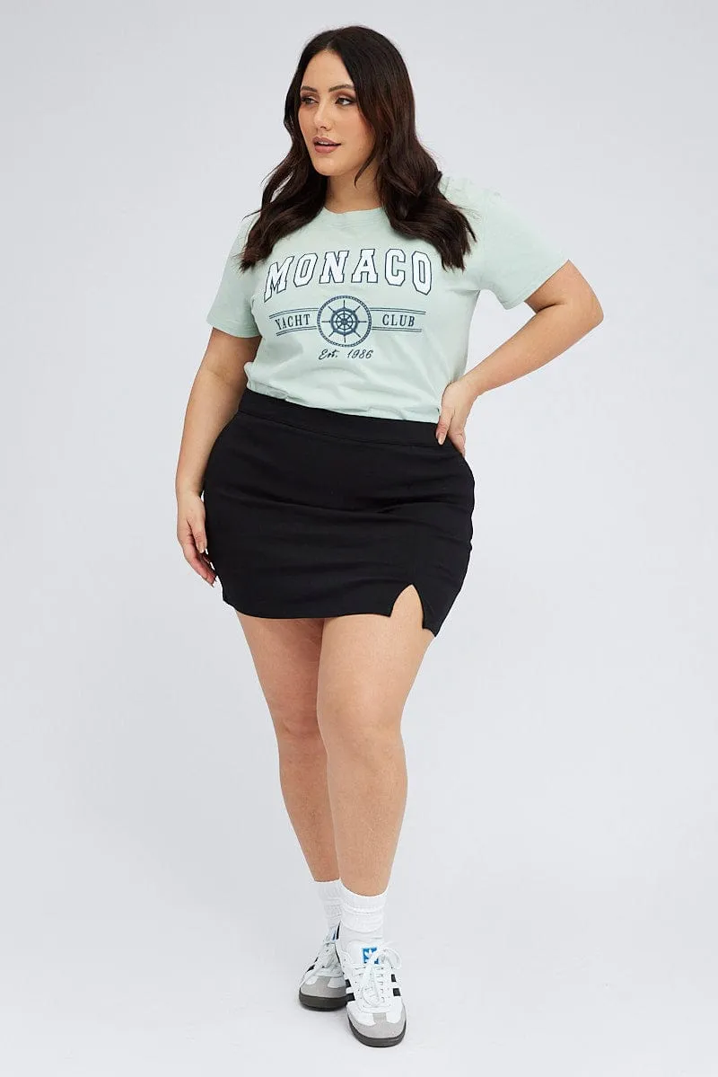 NoSideSeams Active Essentials Green Graphic T-shirt Short Sleeve Crew Neck