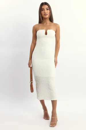 White Bodycon Dress Boob Tube Textured Midi Sporty Dress Rush Mode