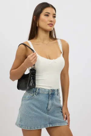 White Sleeveless Tank Top Rib Gym Safe Italian Flair