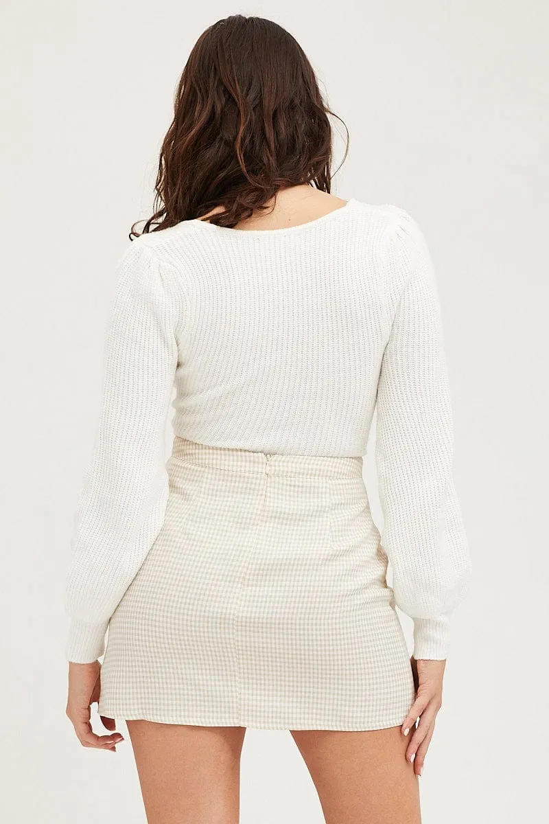 Crisp Finish Bohemian vibe Check Mini Skirt High Rise