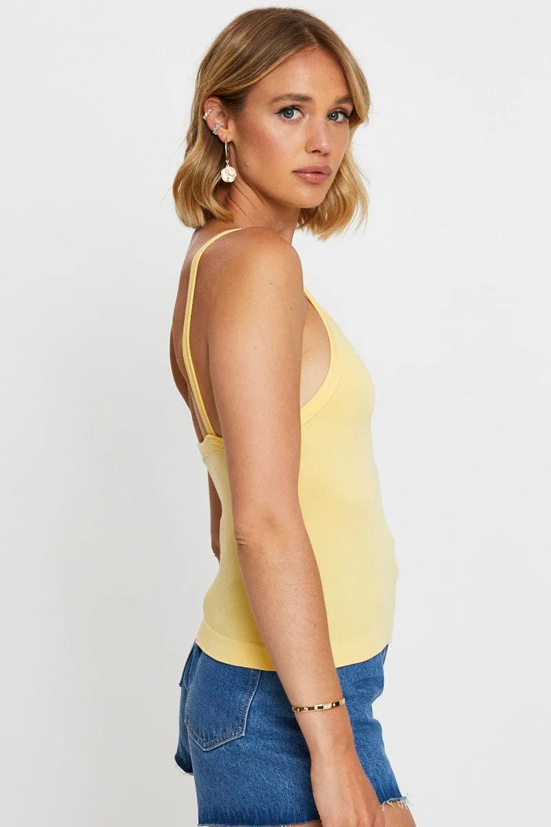 Yellow Singlet Top Sleeveless Seamless Art Glow