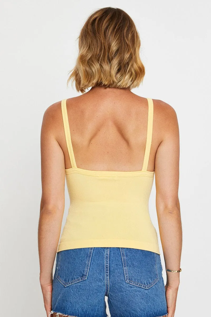 Yellow Singlet Top Sleeveless Seamless Car Cool