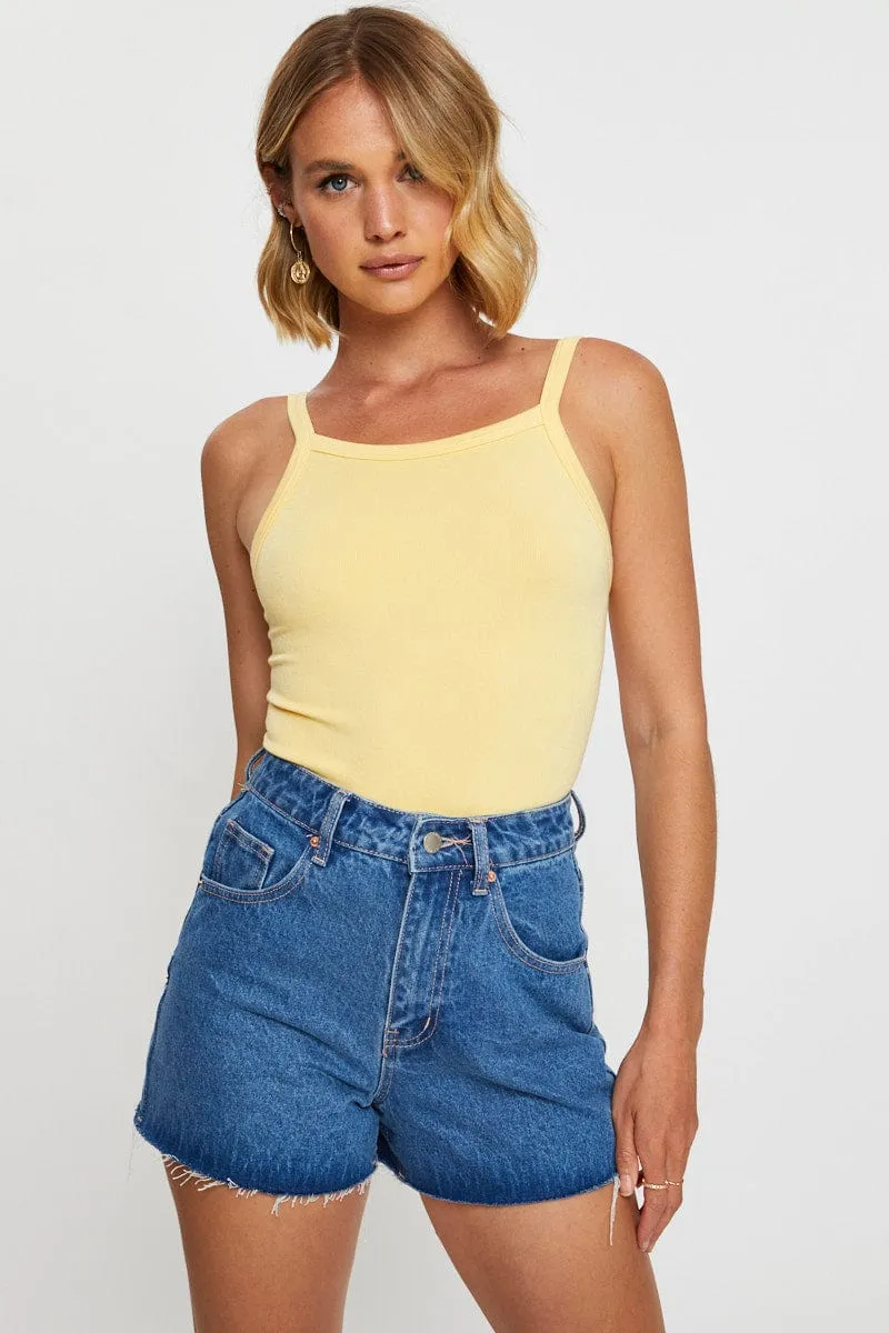 StretchFit Yellow Singlet Top Sleeveless Seamless