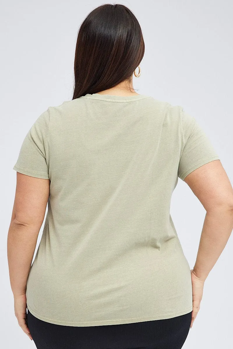 Premium Cotton Green T-shirt Short Sleeve Crew Neck