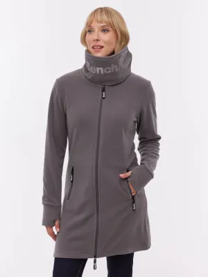 Bridgit Maxi Wrap Neck Zip-Up - Grey TearResistantMaterial