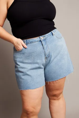 Thick Glow Denim Relaxed Shorts High Rise