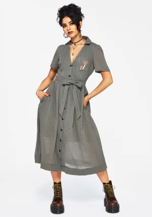 Koax Cotton Check Embroidered Button Up Midi Shirt Dress One Step Look Easy Style
