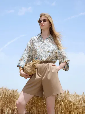 Leather shorts Loose A-Line Women Shorts With Belt