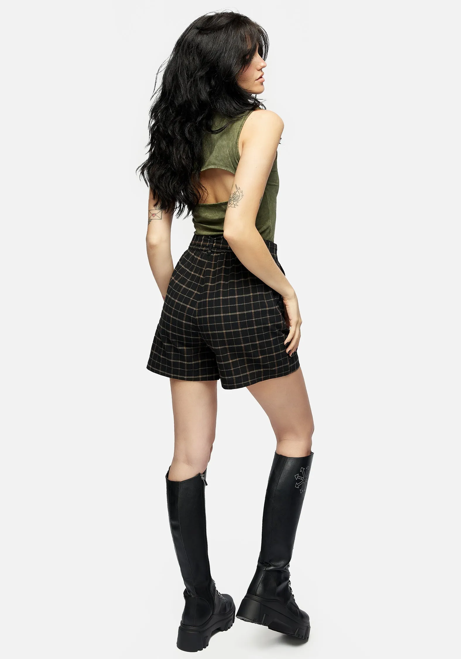 Compact Storage Feature Ransom Tie Waist Shorts