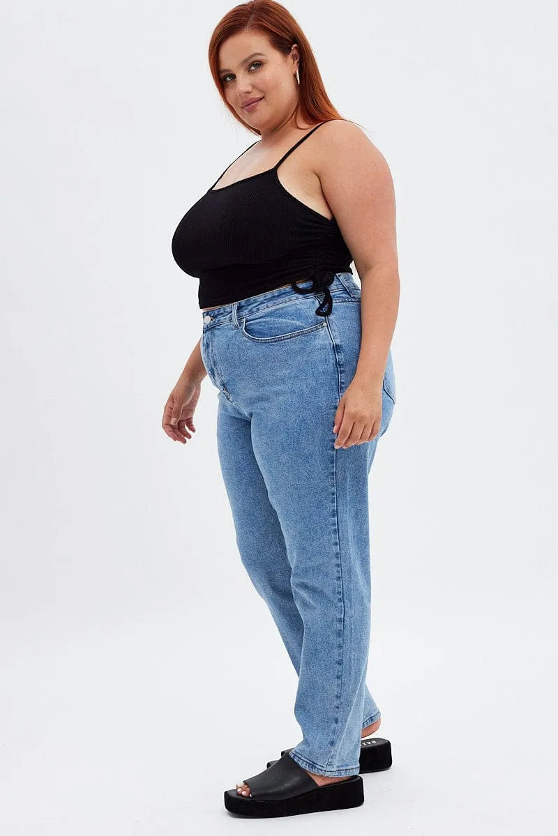 Blue Denim Mom Jean High Rise Travel Outfit Always Stylish